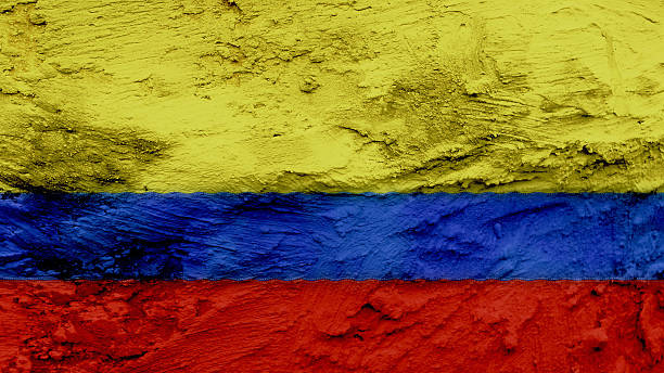 istock colombia Flag painting texture 505518635