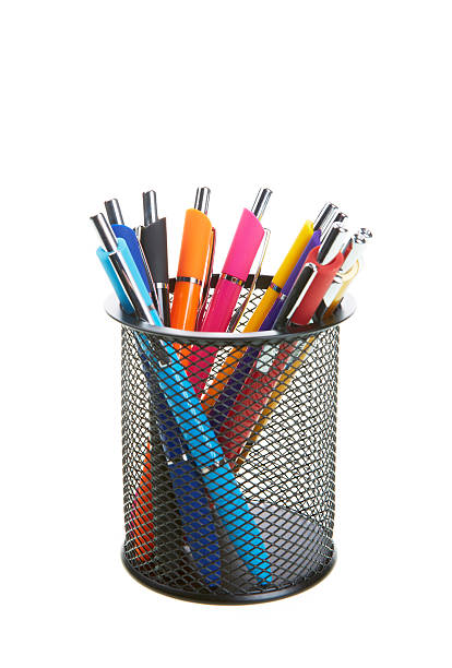 istock Black office pot with ballpoint pens 505518953