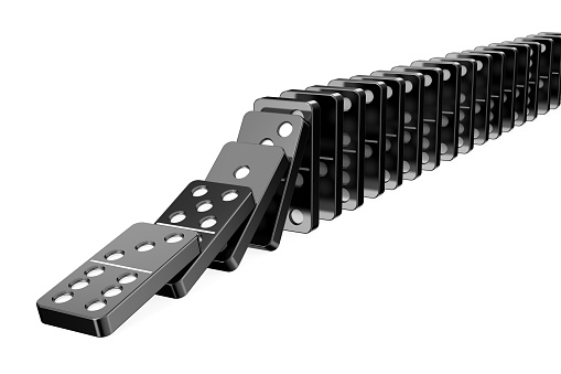 domino effect isolated on white background