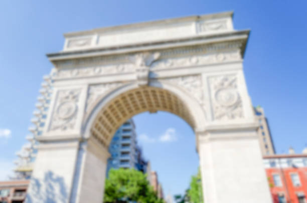 istock Defocused background with Washington Square Arch, New York City 505520990