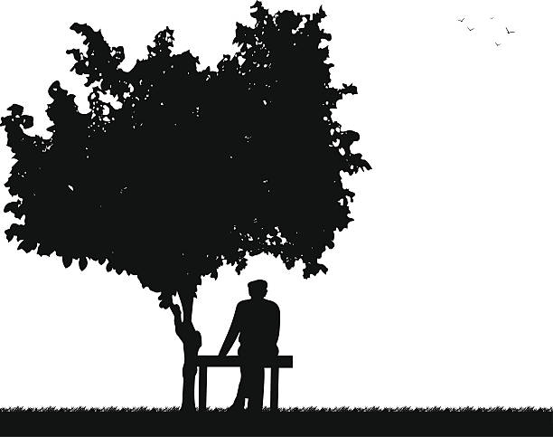 illustrations, cliparts, dessins animés et icônes de très vieux grandpa assis sur un banc dans le parc - multi generation family isolated people silhouette