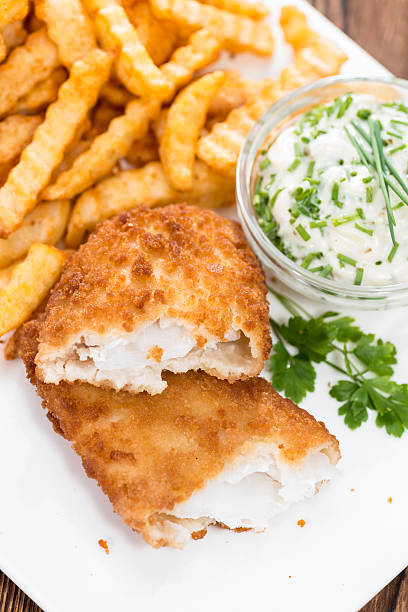 istock Portion of Fried Salmon (with Chips) 505523893