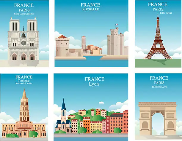 Vector illustration of France Symbols