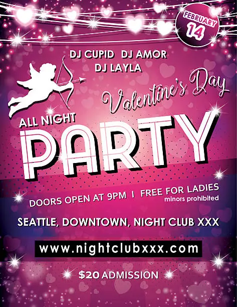 Vector illustration of Letter size poster of a Valentine's Day Party