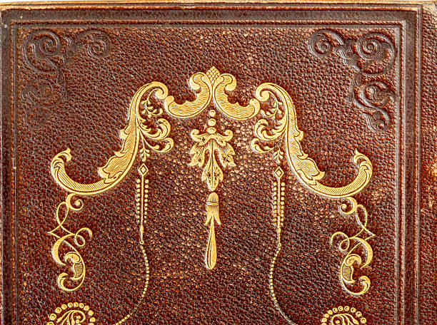 Detail on Embossed, Leather Book stock photo