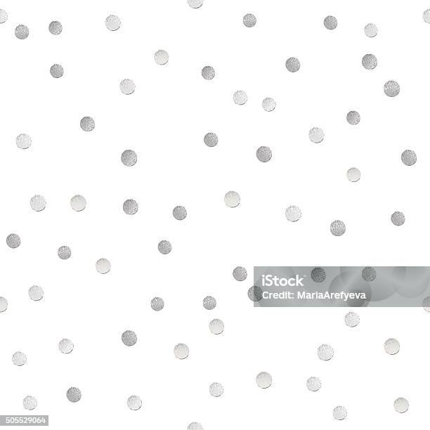 Seamless Shiny Silver Glitter Polka Dot Pattern Stock Illustration - Download Image Now - Silver Colored, Confetti, Polka Dot