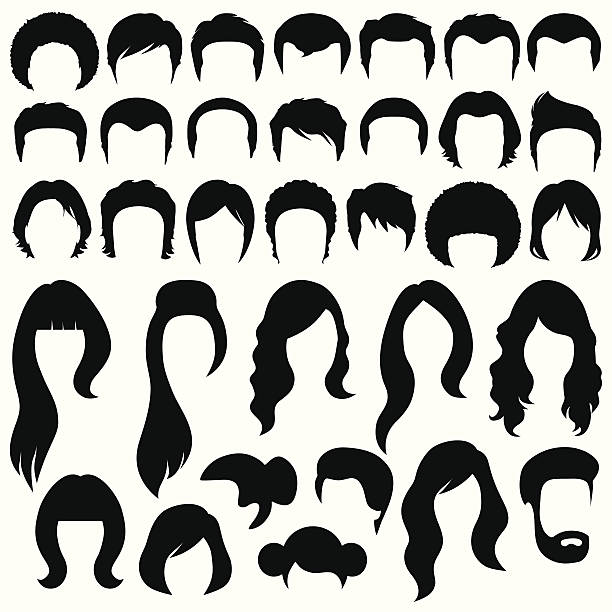 fryzura - human hair women adult vector stock illustrations