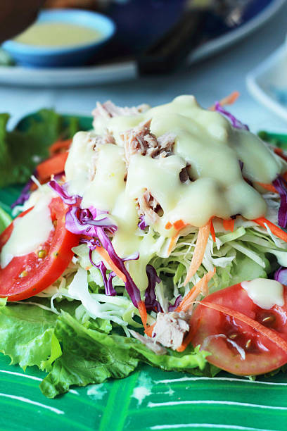 istock Vegetables salad put tuna in the plate. 505533207