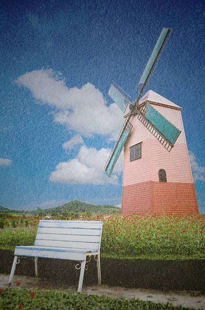 wind turbine against blue sky