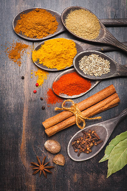 istock Spices and herbs on dark background. 505534017