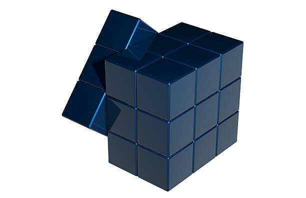 cubo blu magic - puzzle cube foto e immagini stock