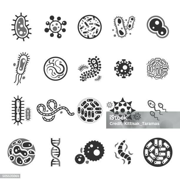 Virus Cell Icons Stock Illustration - Download Image Now - Icon Symbol, Bacterium, Biological Cell