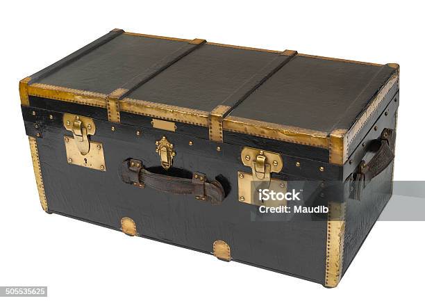 Antique Steamer Trunk Isolated Stock Photo - Download Image Now - Trunk - Furniture, Old-fashioned, Retro Style