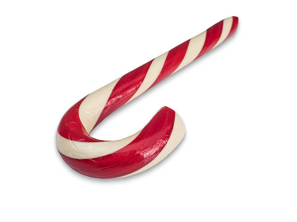 Red and White Candy Cane Isolated on White stock photo