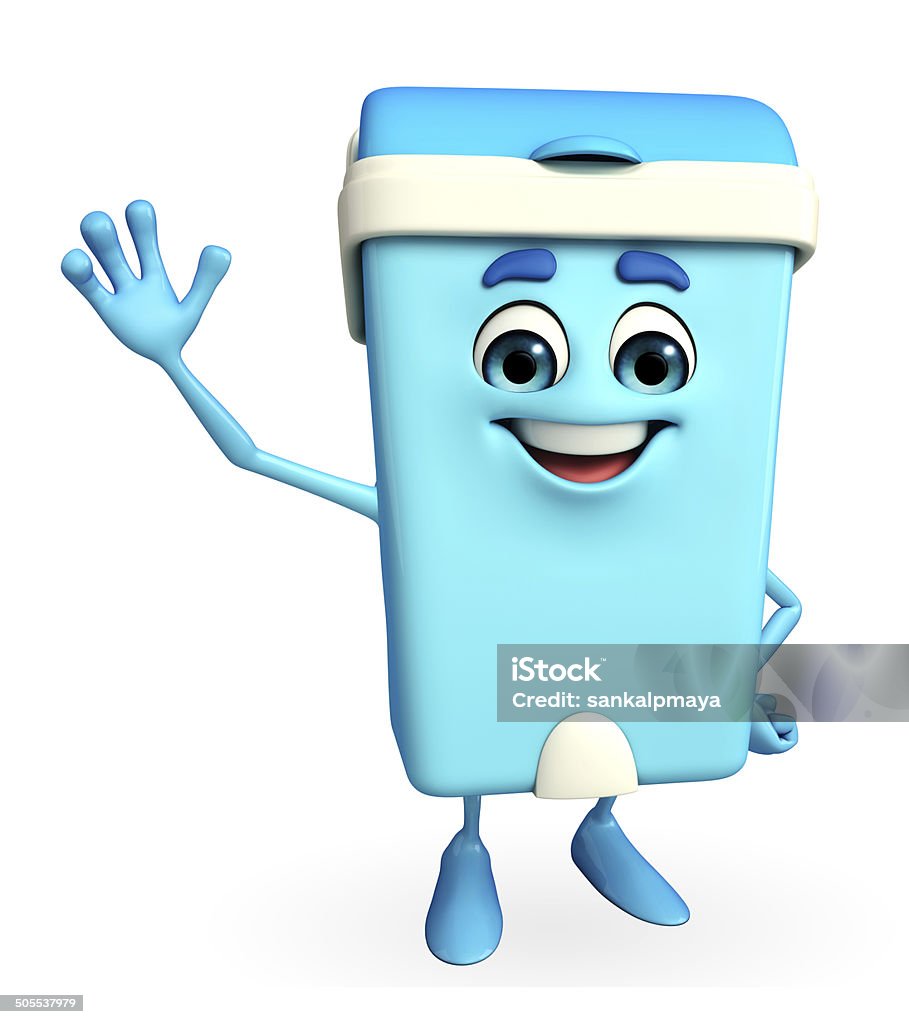 Dustbin Character with happy pose Cartoon Character of Dustbin with happy pose Basket Stock Photo