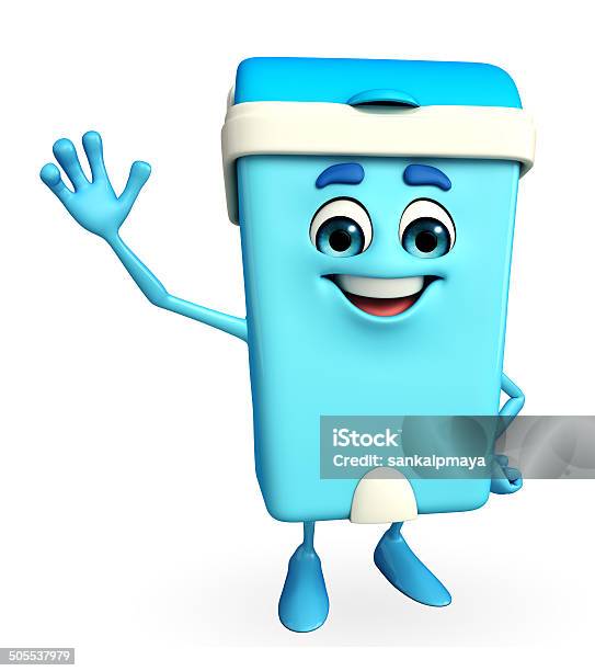 Dustbin Character With Happy Pose Stock Photo - Download Image Now - Basket, Bucket, Cartoon