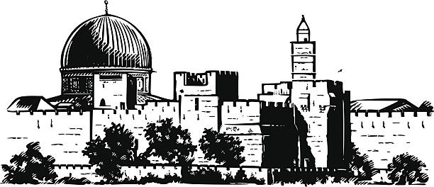 illustrations, cliparts, dessins animés et icônes de jérusalem mur - jerusalem dome of the rock israel temple mound