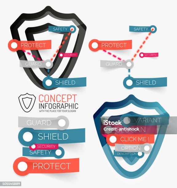 Wektor Tarcza Ochrona Infographic - Stockowe grafiki wektorowe i więcej obrazów Bez ludzi - Bez ludzi, Biznes, Bronić - czynność