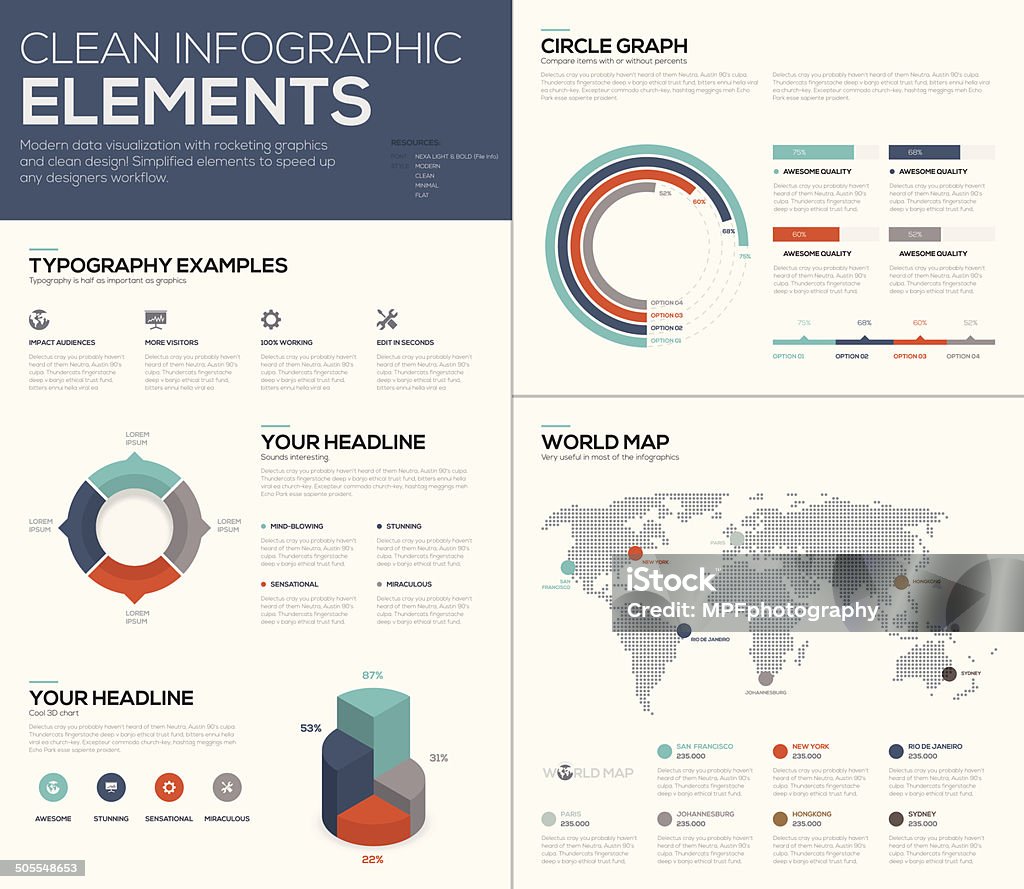 Visual Info Graph Map World Map And Pie Chart Data Visualization Vector Infographics Stock ...
