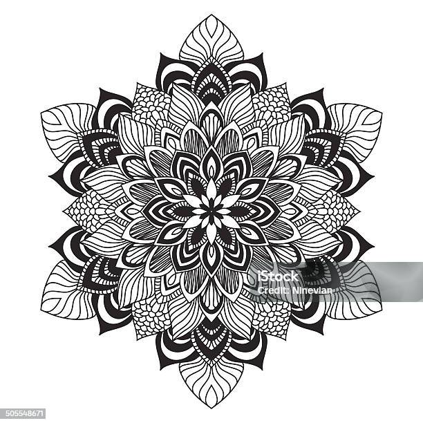 Contemporary Doily Round Lace Floral Pattern Stock Illustration - Download Image Now - Abstract, Buddhism, Composition