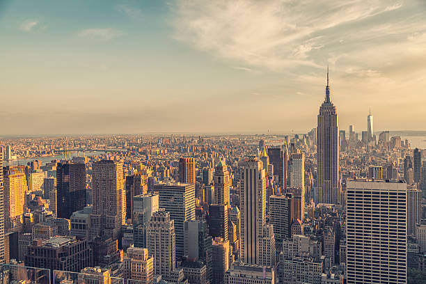 Empire State building and manhattan panorama in NYC stock photo
