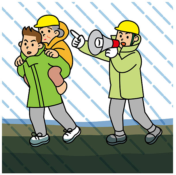 Flood Rescuers Graphics 60+ Rescue Team Helping People During Flooding Stock Illustrations ...