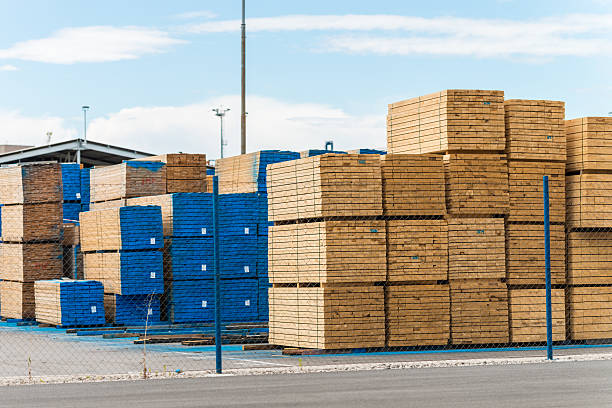 Stacked Lumber stock photo