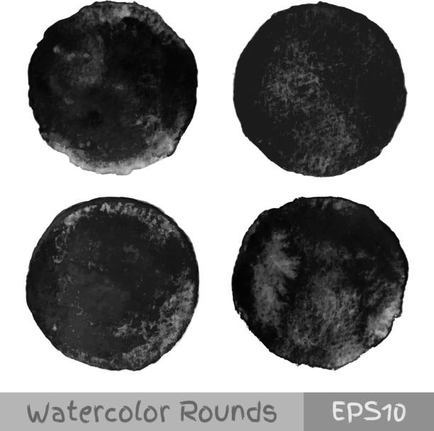 istock Set of black watercolor circular backgrounds 505563689