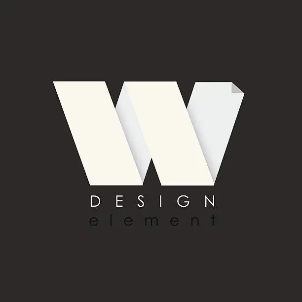 Vector illustration of letter W design element in flat design style for business