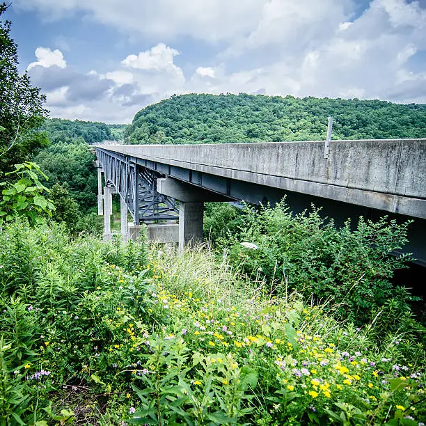 Photo of highway runs through mountains of west virginia