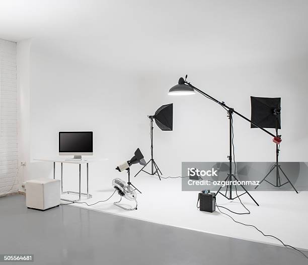 Professional Photo Studio Stock Photo - Download Image Now - Photo Shoot, No People, Stage Set