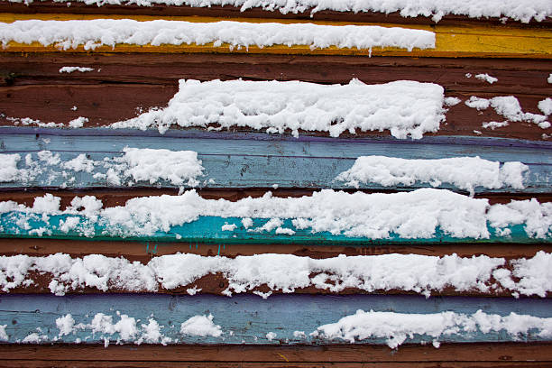 istock Colorful board covered with snow. 505564801