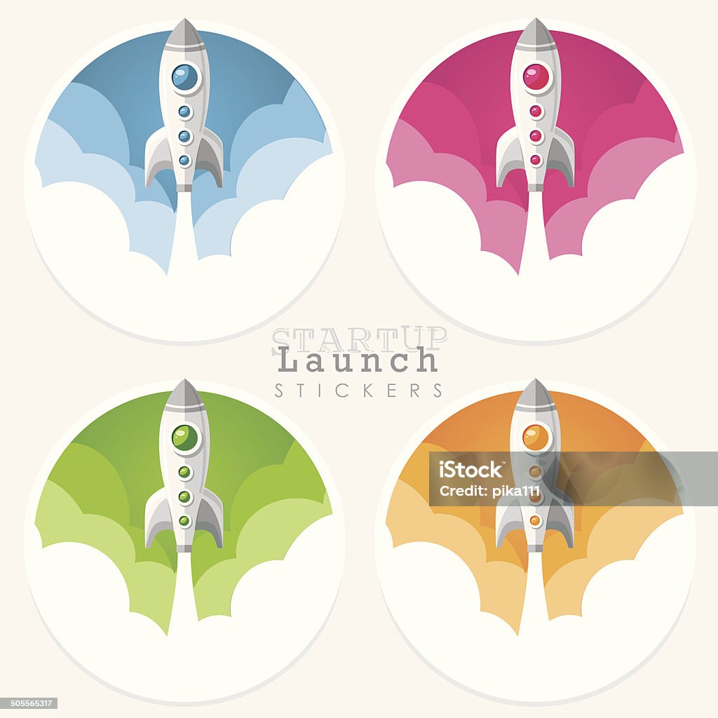 startup launch rocket icon stickers startup launch rocket icon stickers for websites Achievement stock vector