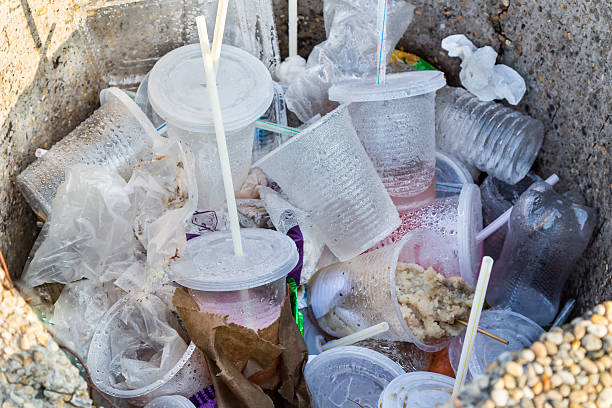 istock Environmental unfriendly non-biodegradable PVC containers and st 505566760