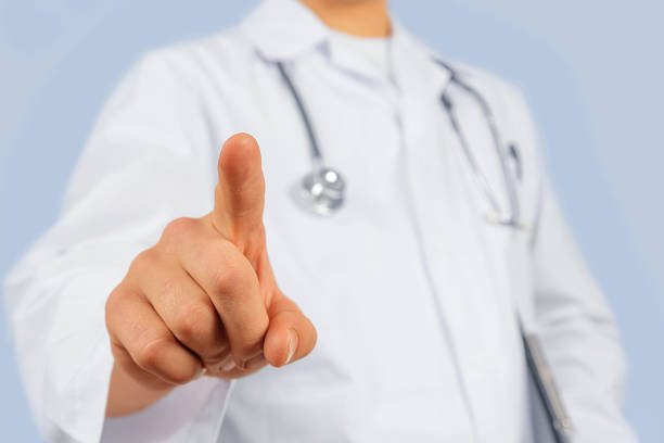 istock Man doctor is touching something in the air 505567171