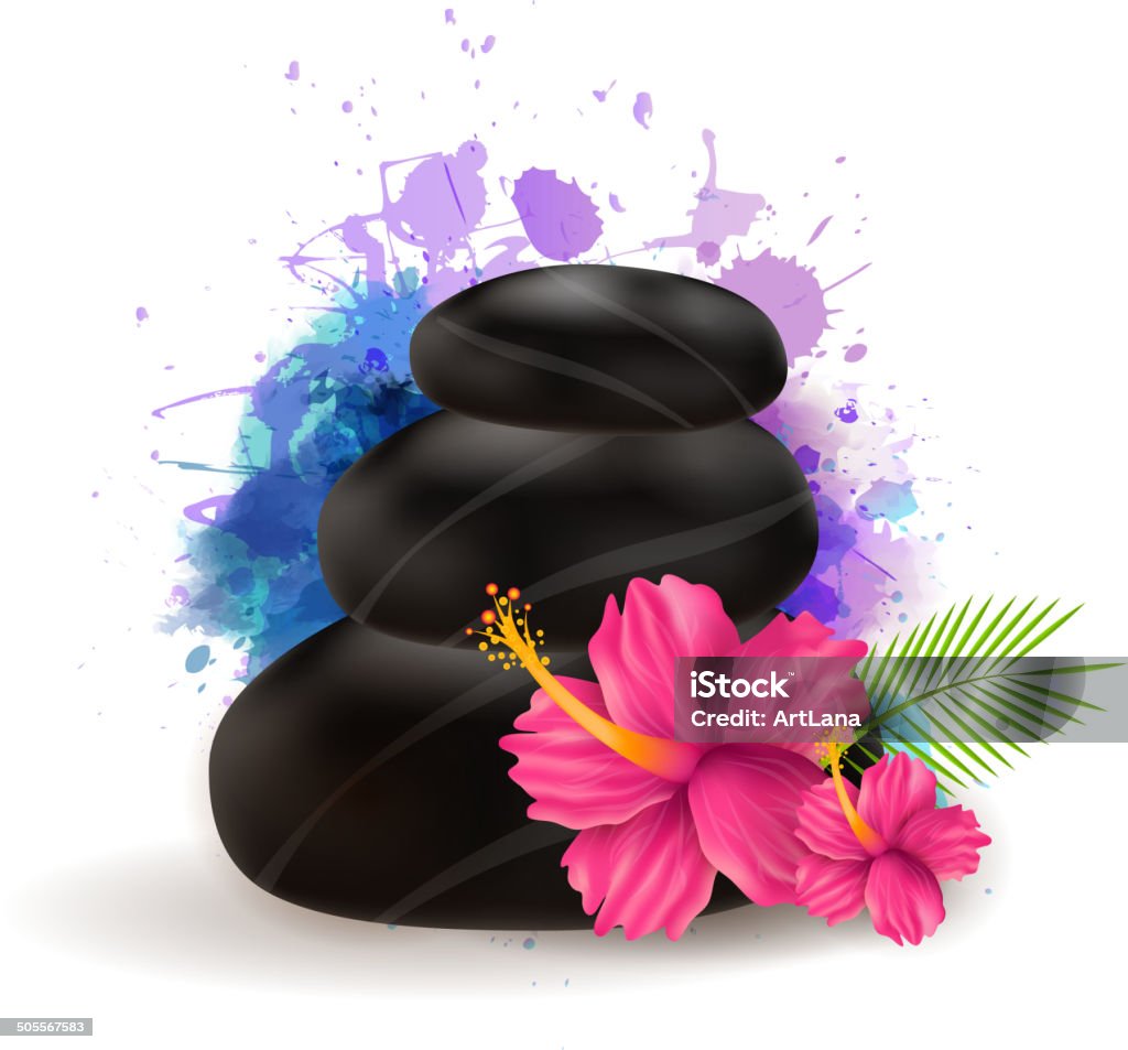 Spa kamienie z hibiskusa - Grafika wektorowa royalty-free (Bez ludzi)
