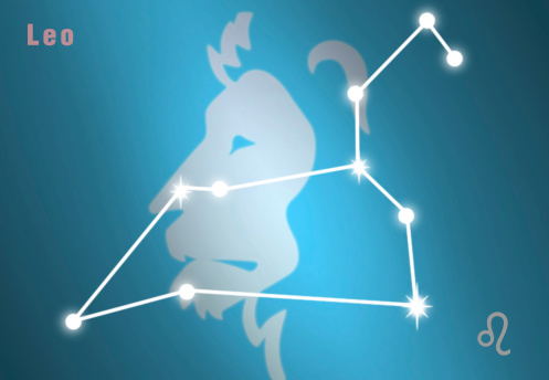 Leo zodiac with its sign, constellation, and icon.