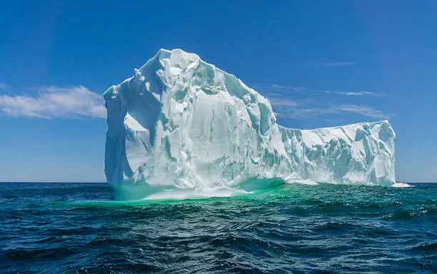 Photo of Newfoundland Turquoise Iceberg on a Clear Sunny Day