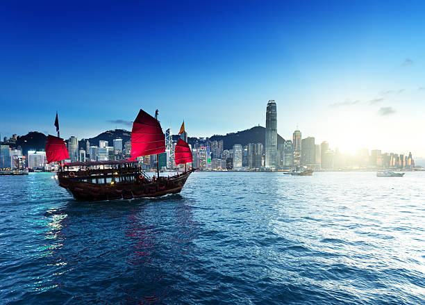 istock Hong Kong harbour  in sunset time 505569105