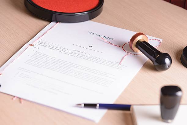 istock Stamp of notary public on last will 505572508