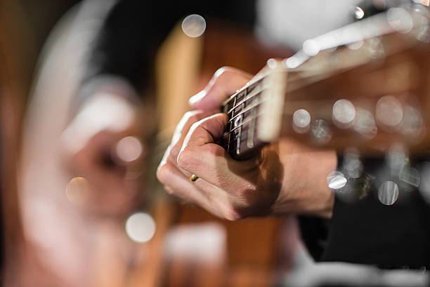 istock Closeup hand playing acoustic guitar 505572588