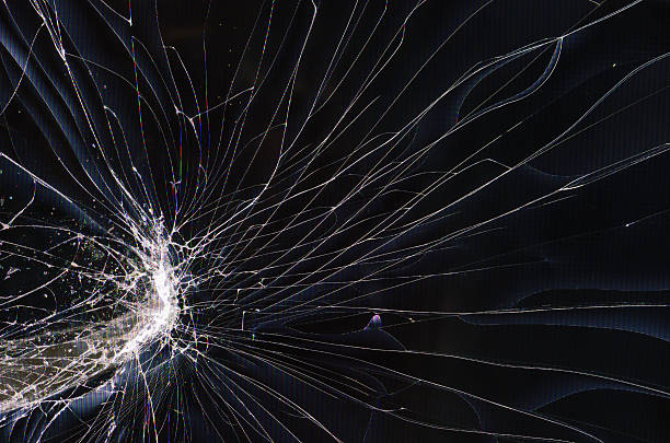 Screen cracked lcd TV Cracked glass of broken lcd TV display screen cracked broken flat screen led stock pictures, royalty-free photos & images