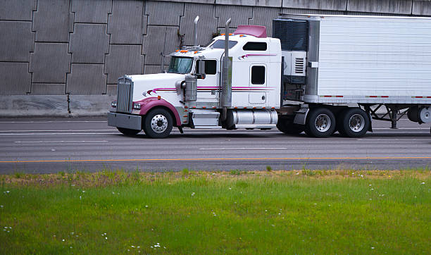 istock Big rig semi truck custom built with reefer trailer unit 505573720