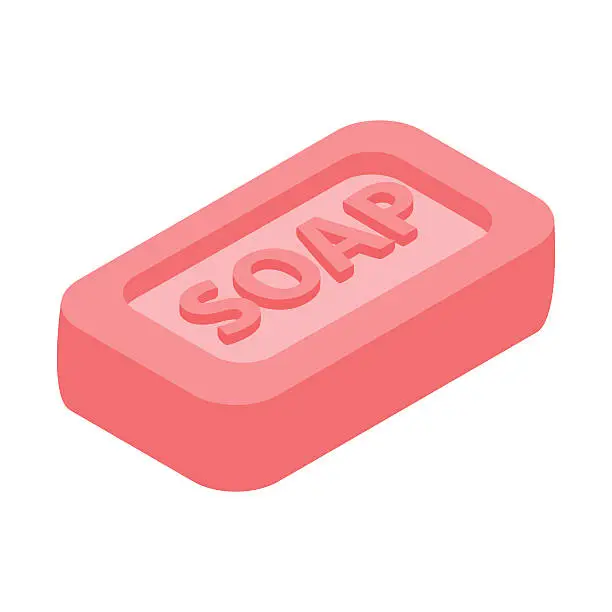 Vector illustration of Pink bar of soap 3d isometric icon