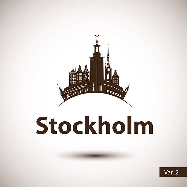 ilustrações, clipart, desenhos animados e ícones de vetor silhueta de estocolmo, na suécia. horizonte da cidade. - stockholm silhouette sweden city