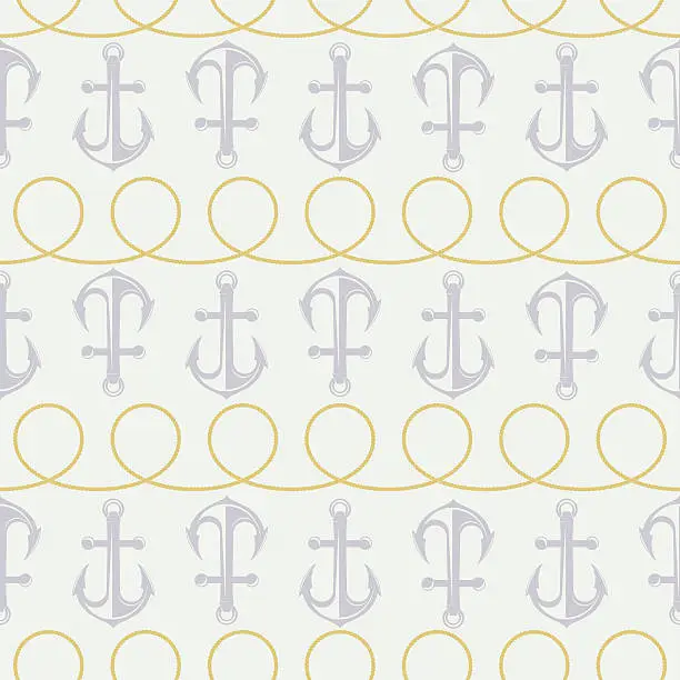 Vector illustration of vector anchor pattern and twisted rope