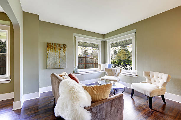 istock Living room interior with classic white chairs 505582259