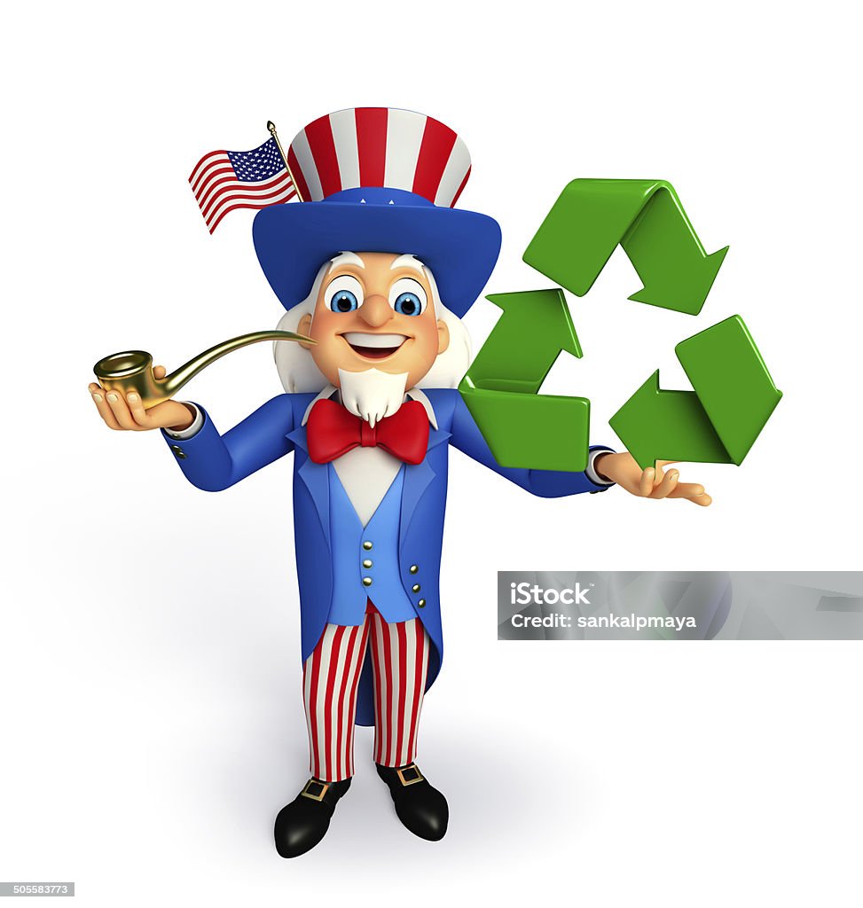 Uncle Sam with recycle icon Illustration of uncle sam with recycle icon Activity Stock Photo