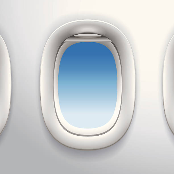 samolot, samolot windows windows - airplane window looking through window indoors stock illustrations