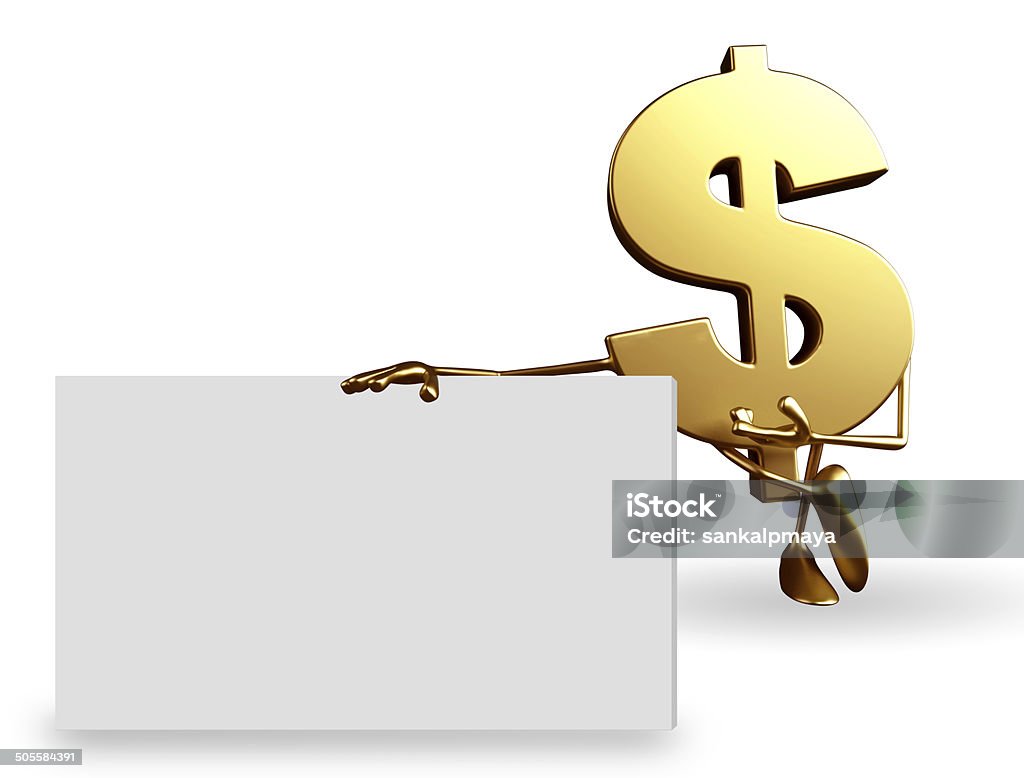 Dollar Character with sign Cartoon Character of dollar with sign Award Stock Photo